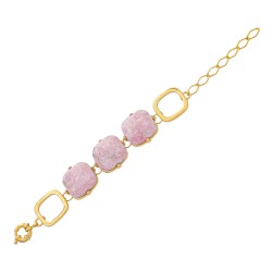 Pulseira Fane's Pedra Natural Rodocrosita Elos Metal Dourado