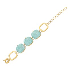Pulseira Fane's Pedra Natural Amazonita Elos Metal Dourado
