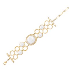 Pulseira Fane's Pedra Natural Ágata Zircônia Metal Dourado