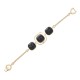 Pulseira Fane's Pedra Natural Onix Metal Dourado