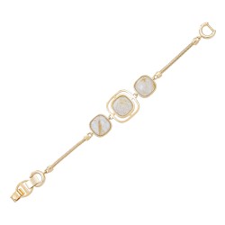 Pulseira Fane's Pedra Natural Quartzo Rutilado Metal Dourado