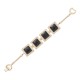 Pulseira Fane's Pedra Natural Onix Zircônia Metal Dourado