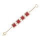 Pulseira Fane's Pedra Natural Rubi Zircônia Metal Dourado