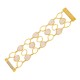 Pulseira Fane's Pedra Natural Quartzo Imã Metal Dourado