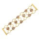 Pulseira Fane's Pedra Natural Quartzo Imã Metal Dourado