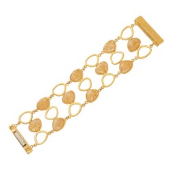 Pulseira Fane's Pedra Natural Citrino Imã Metal Dourado