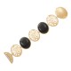 Pulseira Fane's Pedra Natural Onix Imã Metal Dourado