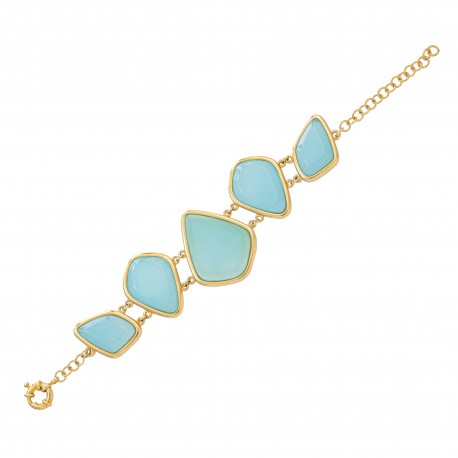 Pulseira Fane's Pedra Natural Ágata Metal Dourado