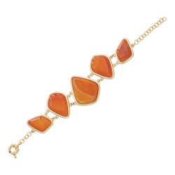 Pulseira Fane's Pedra Natural Ágata Metal Dourado