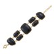 Pulseira Fane's Pedra Natural Onix Metal Dourado