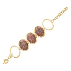 Pulseira Fane's Pedra Natural Ágata Elos Metal Dourado