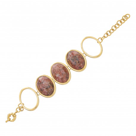 Pulseira Fane's Pedra Natural Ágata Elos Metal Dourado