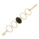 Pulseira Fane's Pedra Natural Onix Elos Metal Dourado