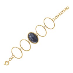 Pulseira Fane's Pedra Natural Sodalita Elos Metal Dourado