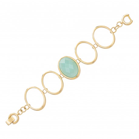 Pulseira Fane's Pedra Natural Ágata Elos Metal Dourado