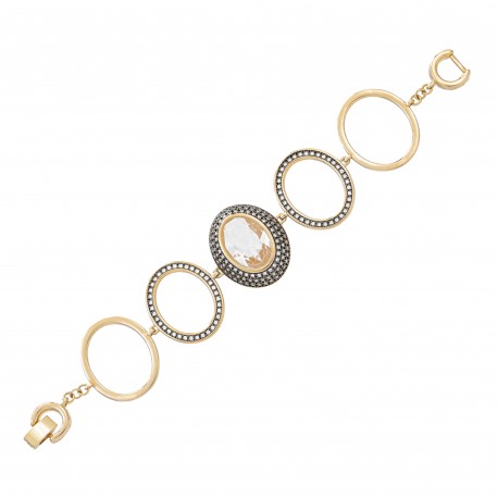 Pulseira Fane's Pedra Natural Citrino Zircônia Elos Metal Dourado