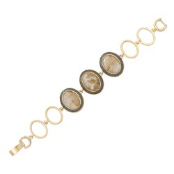 Pulseira Fane's Pedra Natural Quartzo Elos Metal Dourado