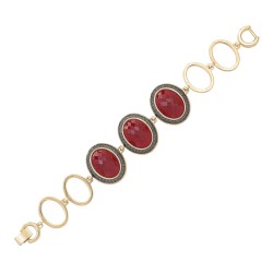 Pulseira Fane's Pedra Natural Rubi Elos Metal Dourado