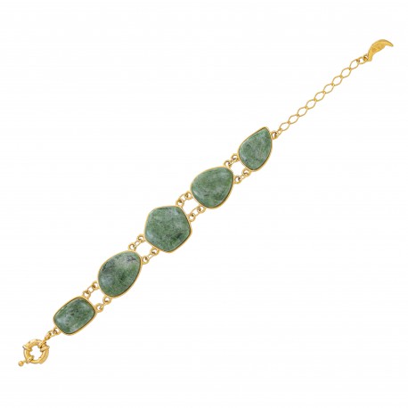 Pulseira Fane's Pedra Natural Jaspe Metal Dourado