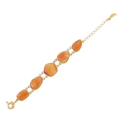 Pulseira Fane's Pedra Natural Ágata Metal Dourado