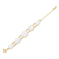 Pulseira Fane's Pedra Natural Quartzo Metal Dourado