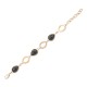 Pulseira Fane's Pedra Natural Onix Metal Dourado