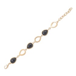 Pulseira Fane's Pedra Natural Onix Metal Dourado