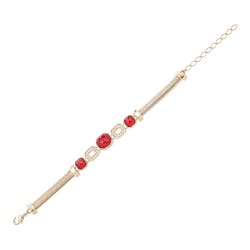Pulseira Fane's Pedra Natural Rubi Metal Dourado