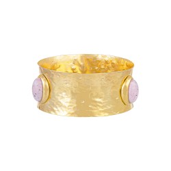 Pulseira Fane's Pedra Natural Rodocrosita Metal Dourado