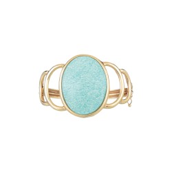 Pulseira Fane's Pedra Natural Amazonita Metal Dourado