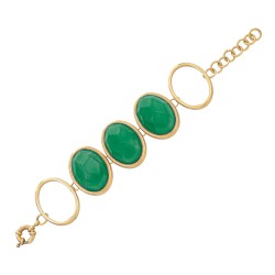 Pulseira Fane's Pedra Natural Ágata Elos Metal Dourado