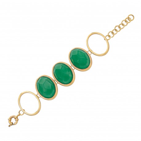 Pulseira Fane's Pedra Natural Ágata Elos Metal Dourado