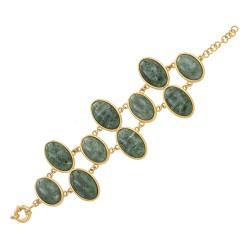 Pulseira Fane's Pedra Natural Jaspe Metal Dourado