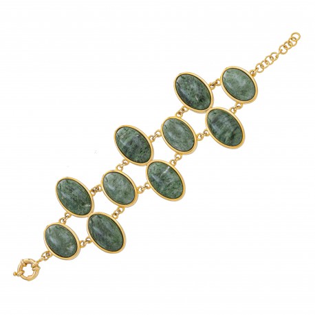 Pulseira Fane's Pedra Natural Jaspe Metal Dourado