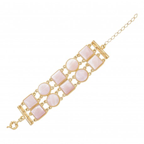 Pulseira Fane's Pedra Natural Madrepérola Metal Dourado