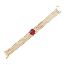 Pulseira Fane's Pedra Natural Rubi Correntes Imã Metal Dourado