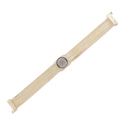 Pulseira Fane's Pedra Natural Quartzo Correntes Imã Metal Dourado
