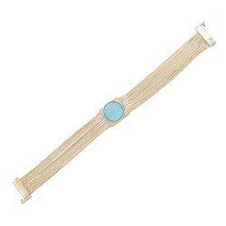 Pulseira Fane's Pedra Natural Ágata Correntes Imã Metal Dourado