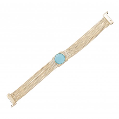 Pulseira Fane's Pedra Natural Ágata Correntes Imã Metal Dourado