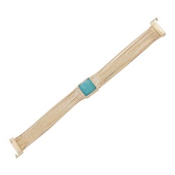 Pulseira Fane's Pedra Natural Jaspe Correntes Imã Metal Dourado