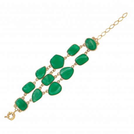 Pulseira Fane's Pedra Natural Ágata Metal Dourado