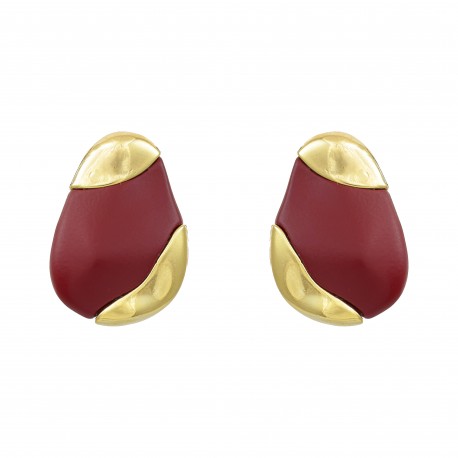 Brinco Nádia Gimenes Mocha & Cherry Resina Dourado