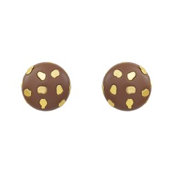 Brinco Nádia Gimenes Mocha & Cherry Botão Dourado