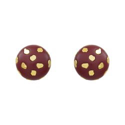 Brinco Nádia Gimenes Mocha & Cherry Botão Dourado