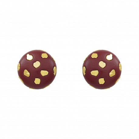 Brinco Nádia Gimenes Mocha & Cherry Botão Dourado