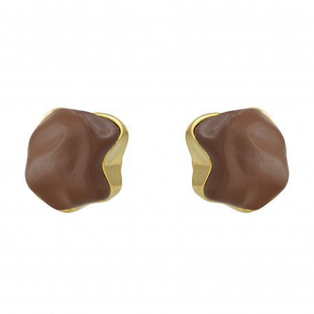 Brinco Nádia Gimenes Mocha & Cherry Pressão Dourado