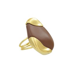 Anel Nádia Gimenes Mocha & Cherry Resina Dourado