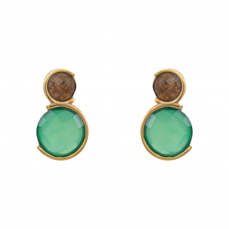 Brinco Fane's Pedra Natural Esmeralda Citrino Dourado