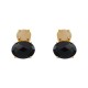 Brinco Fane's Pedra Natural Onix e Quartzo Rutilado Dourado