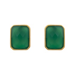 Brinco Fane's Pedra Natural Esmeralda Dourado